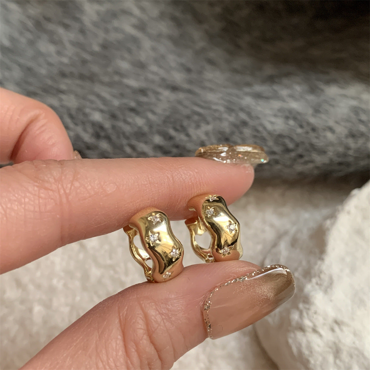 金屬星星圓圈簡約耳環
