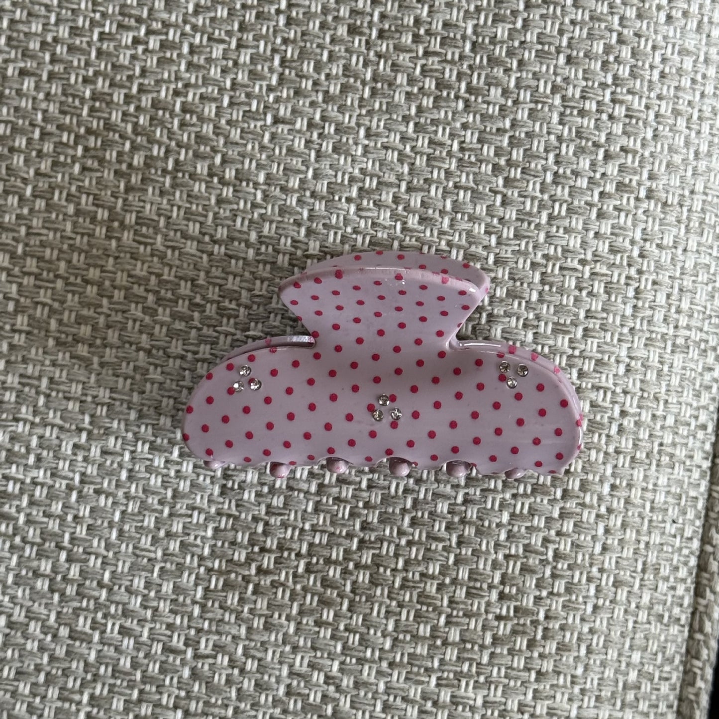 粉色鋯石波點簡約髮夾
