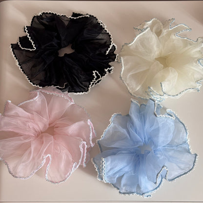 網紗彈力繩大腸圈髮圈－細節特寫1｜https://igowo.tw/