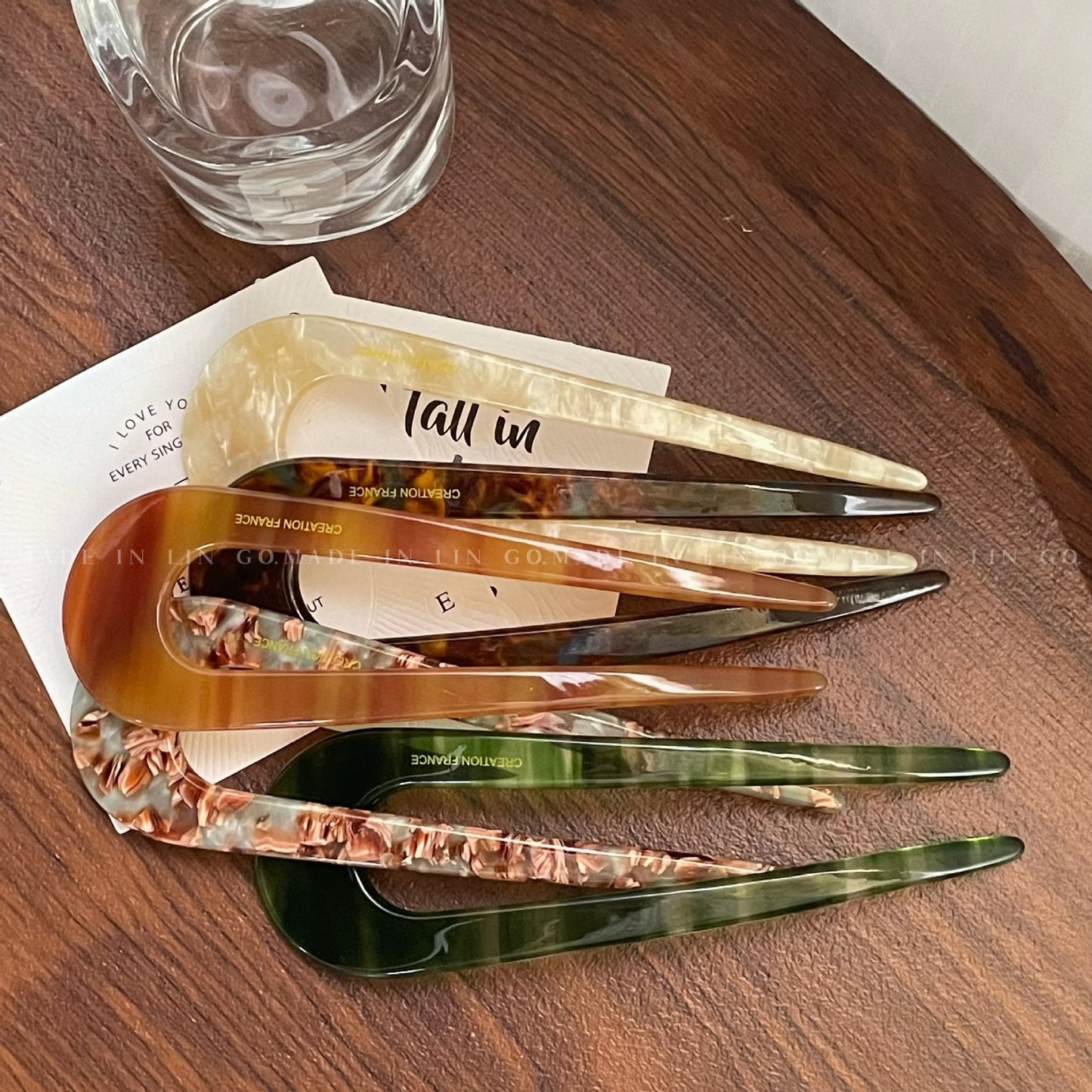 醋酸板材U形復古髮簪－商品主圖｜https://igowo.tw/