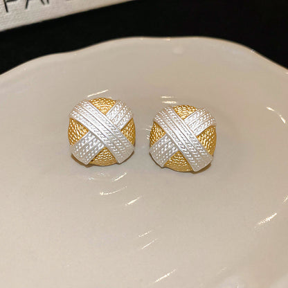 銀針幾何圓形梯形字母X耳釘歐美金屬感簡約耳環小眾高級感耳飾女