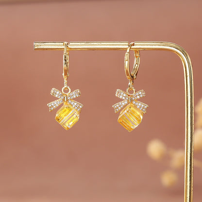 水晶蝴蝶結簡約耳扣