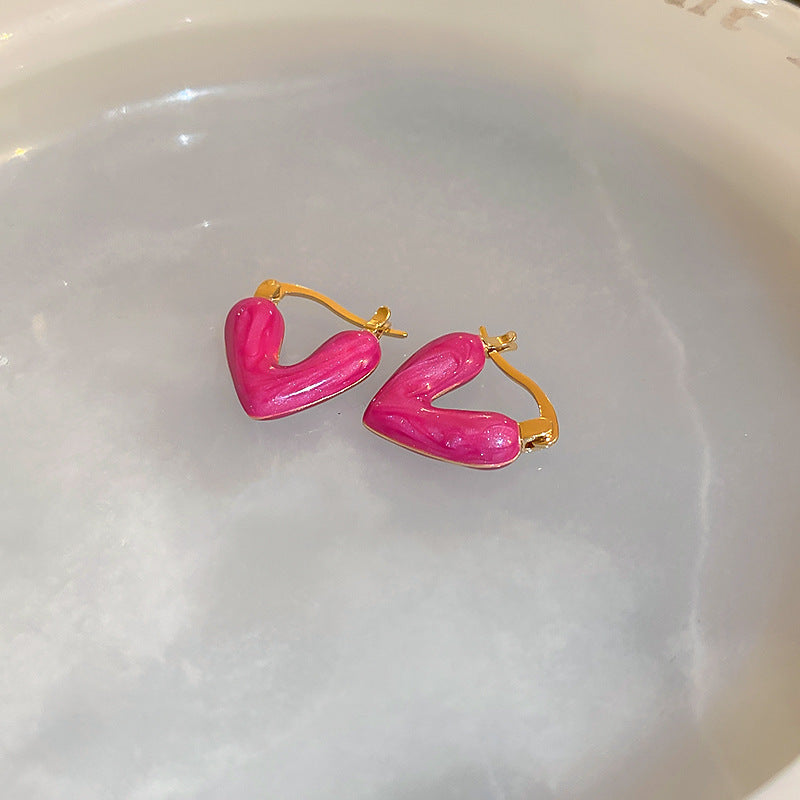 真金電鍍滴油V形耳扣夏日森系小清新甜美氣質耳釘小眾設計感耳飾