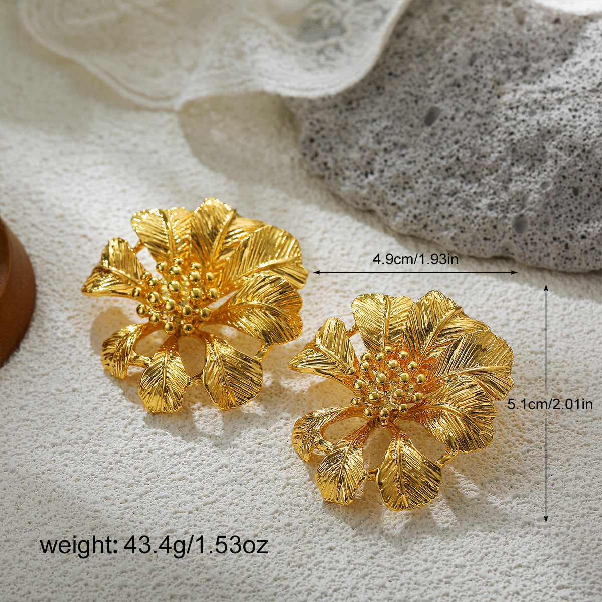 金色太陽花復古耳釘