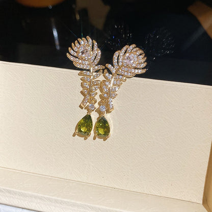 中古風銀針鋯石方形流蘇耳釘輕奢高級感新中式耳環時尚氣質耳飾女