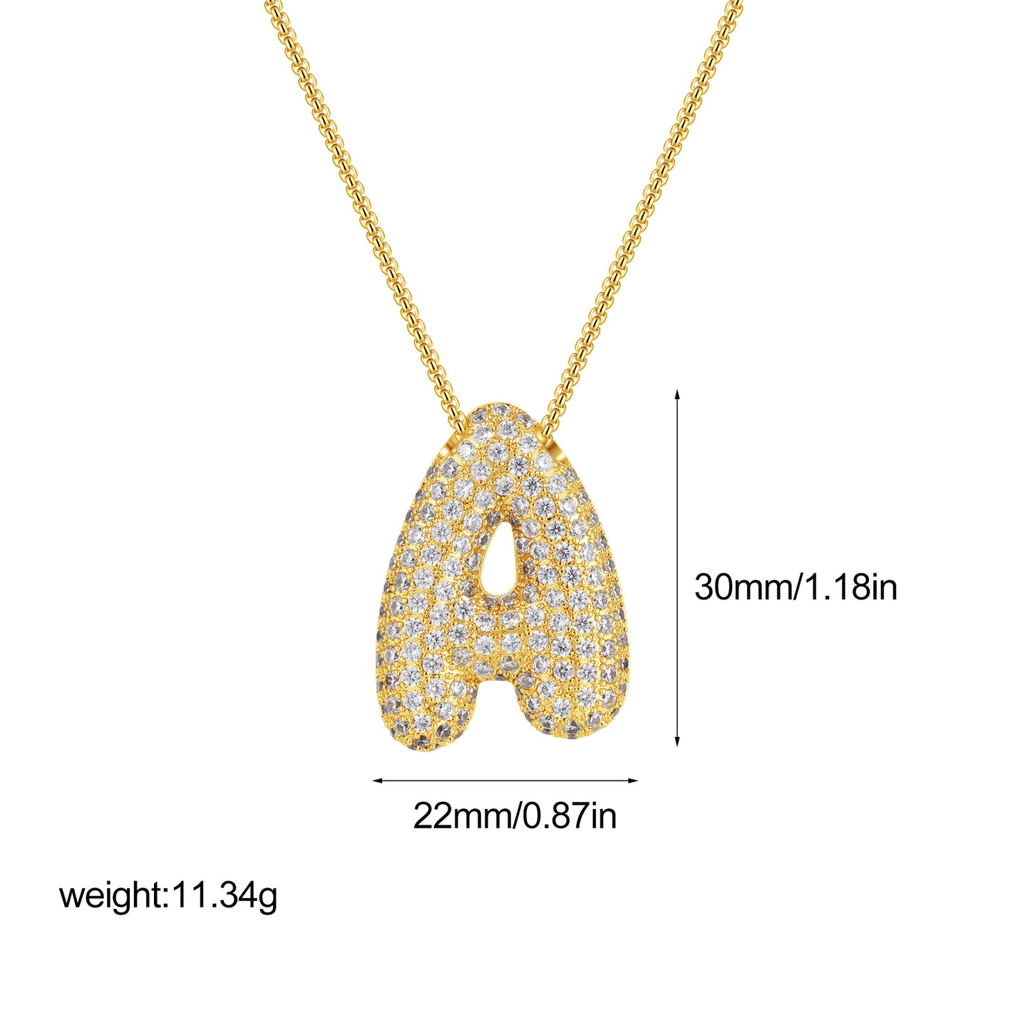 金色鋯石字母墜飾項鍊－細節特寫47｜https://igowo.tw/