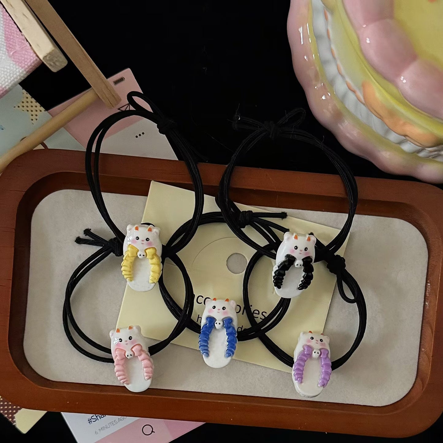 黑色小熊卡通髮圈－商品主圖｜https://igowo.tw/