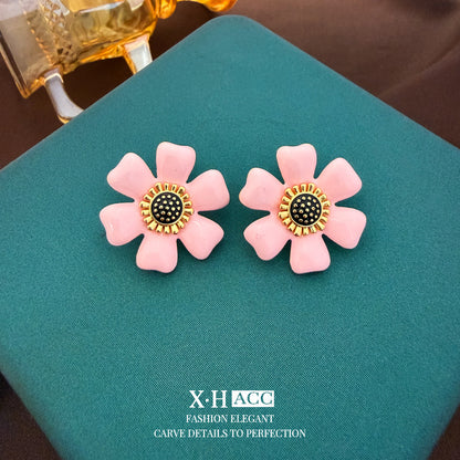 彩色琺瑯雛菊復古耳釘