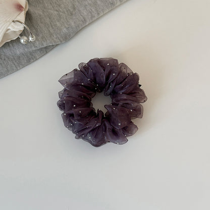棕色大腸圈暈染髮圈－湖藍大腸圈款細節｜https://igowo.tw/