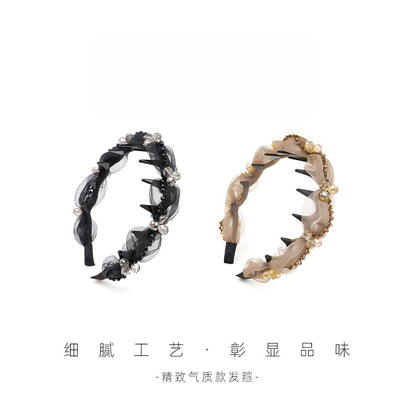 網紗波浪纏繞髮箍－商品主圖｜https://igowo.tw/