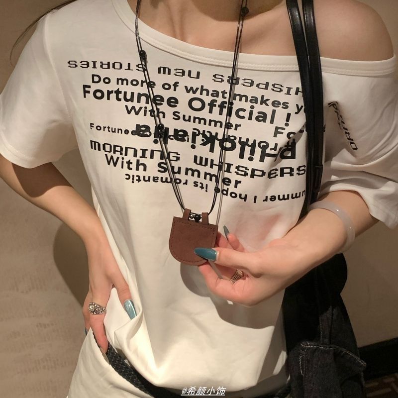 皮革墜飾簡約項鍊－20-項鍊-咖色款細節11｜https://igowo.tw/