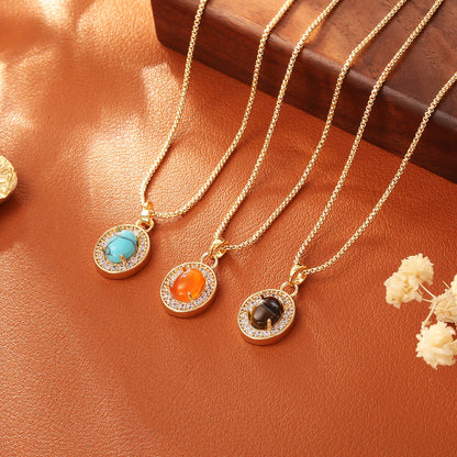 天然石墜飾復古項鍊－商品主圖｜https://igowo.tw/