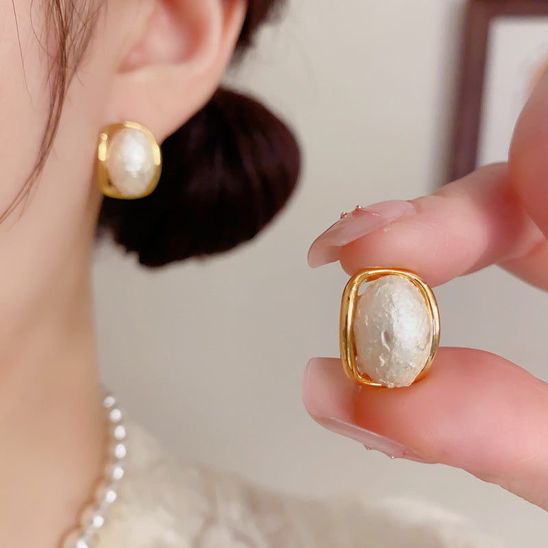 橢圓簡約耳釘－商品主圖｜https://igowo.tw/