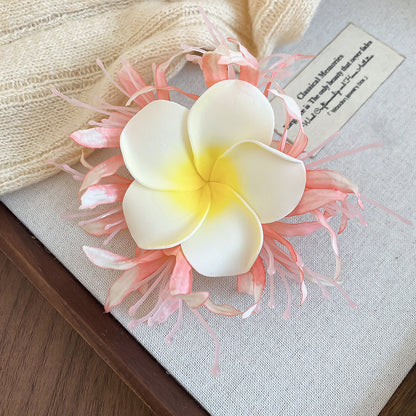 超仙春夏布藝花朵發夾甜美海邊度假風側邊鴨嘴夾小眾個性優雅發飾