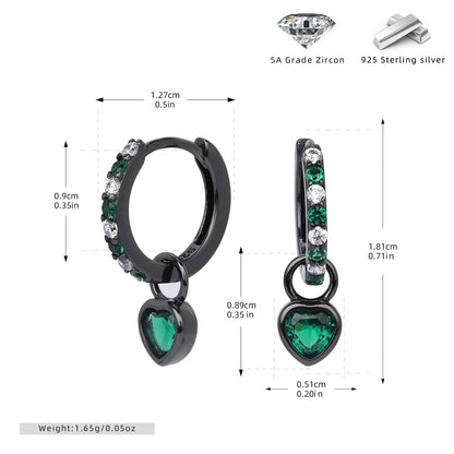 S925 耳環時尚簡約鑲鋯愛心耳墜輕奢小眾高級感飾品