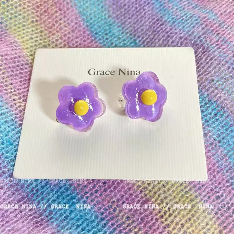 繽紛花朵耳夾
