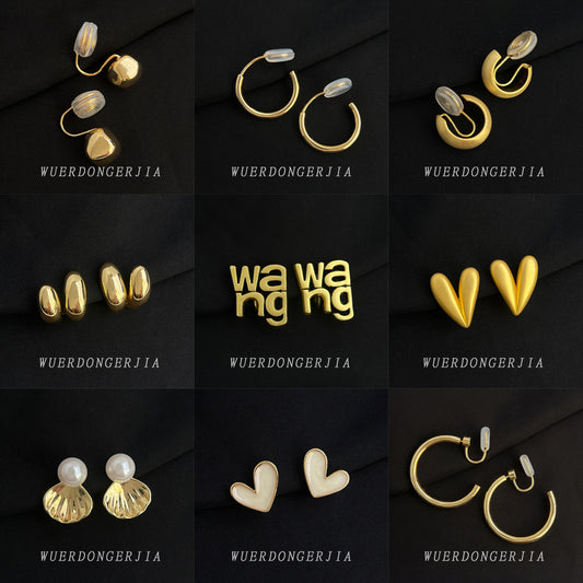 金色免耳洞電鍍耳夾－商品主圖｜https://igowo.tw/