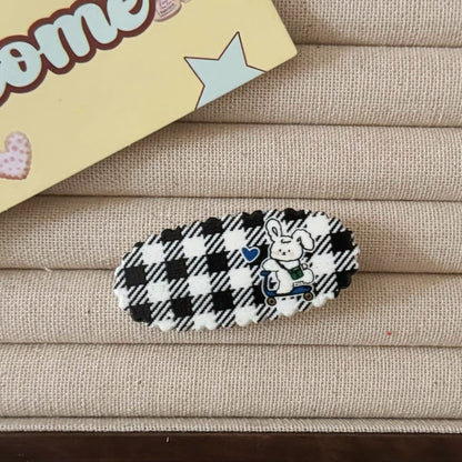 格紋小熊簡約髮夾