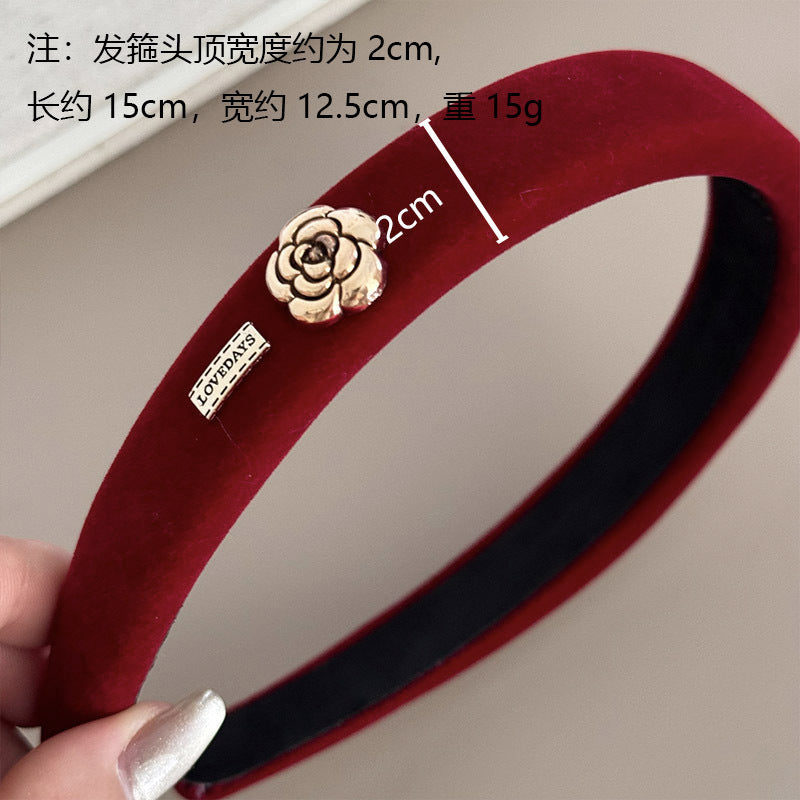 紅色絨面髮箍
