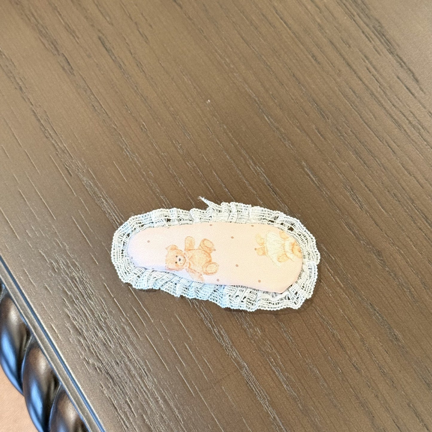 粉色小熊蝴蝶結髮圈