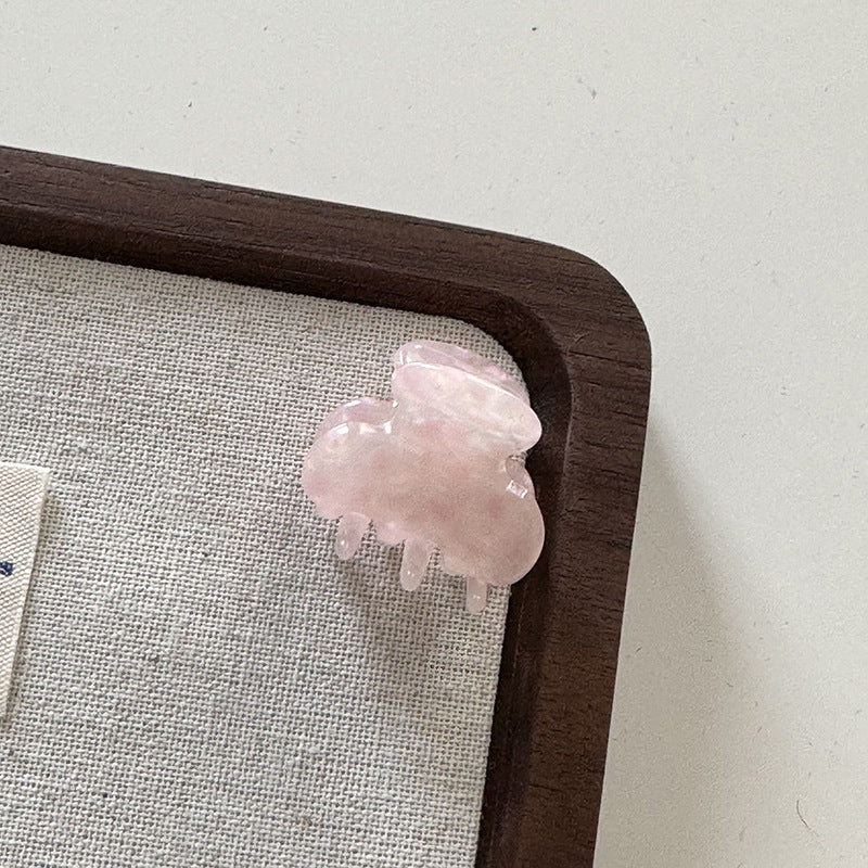 醋酸板材蝴蝶結髮夾－奶白偏光-普通結款細節｜https://igowo.tw/