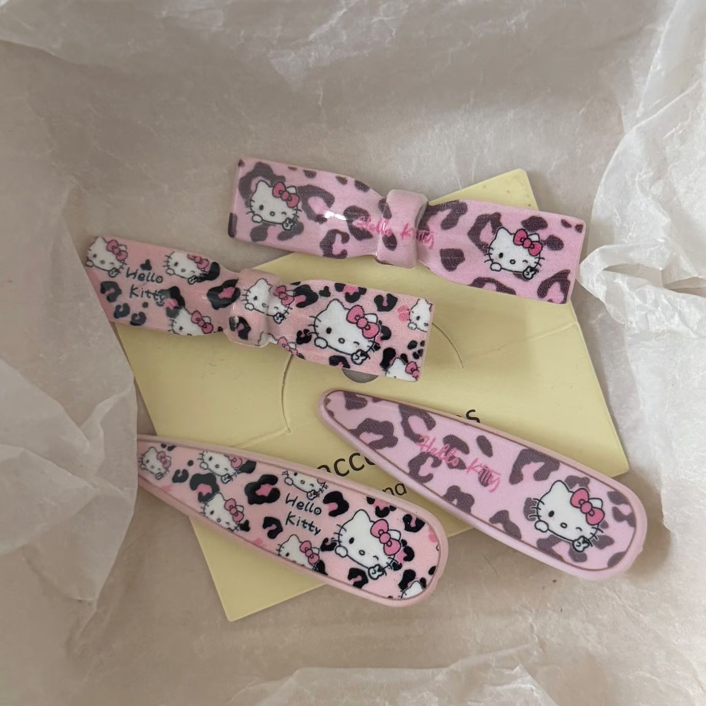 粉色豹紋貓咪髮夾－商品主圖｜https://igowo.tw/