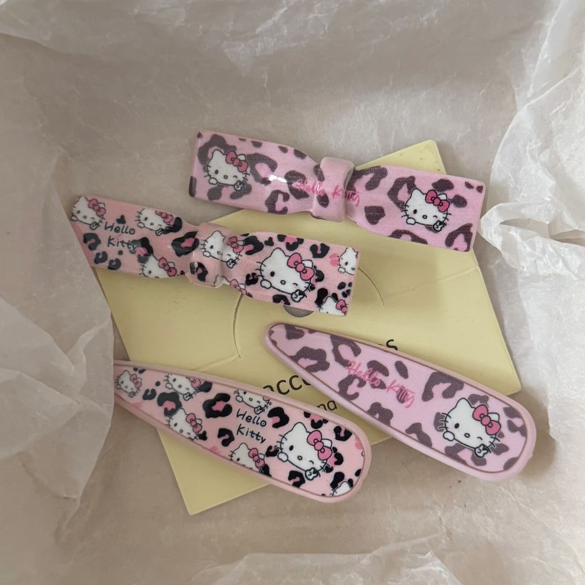 粉色豹紋貓咪髮夾－商品主圖｜https://igowo.tw/