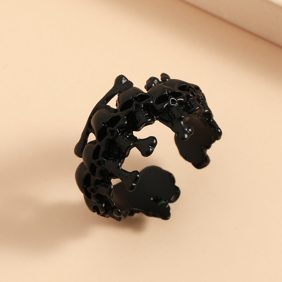 金屬骷髏復古誇張戒指－白K0310款細節14｜https://igowo.tw/
