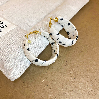 銀針新品波點布藝纏繞耳環小眾時尚設計感耳圈ins風少女通勤耳飾