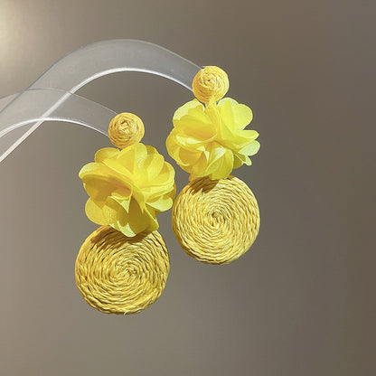 黃色蝴蝶花朵流蘇耳環－細節特寫12｜https://igowo.tw/