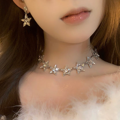星星鑲鑽簡約項鍊－商品主圖｜https://igowo.tw/