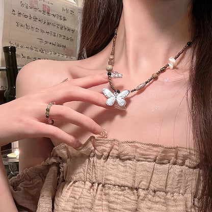 珍珠玫瑰墜飾復古項鍊－細節特寫15｜https://igowo.tw/