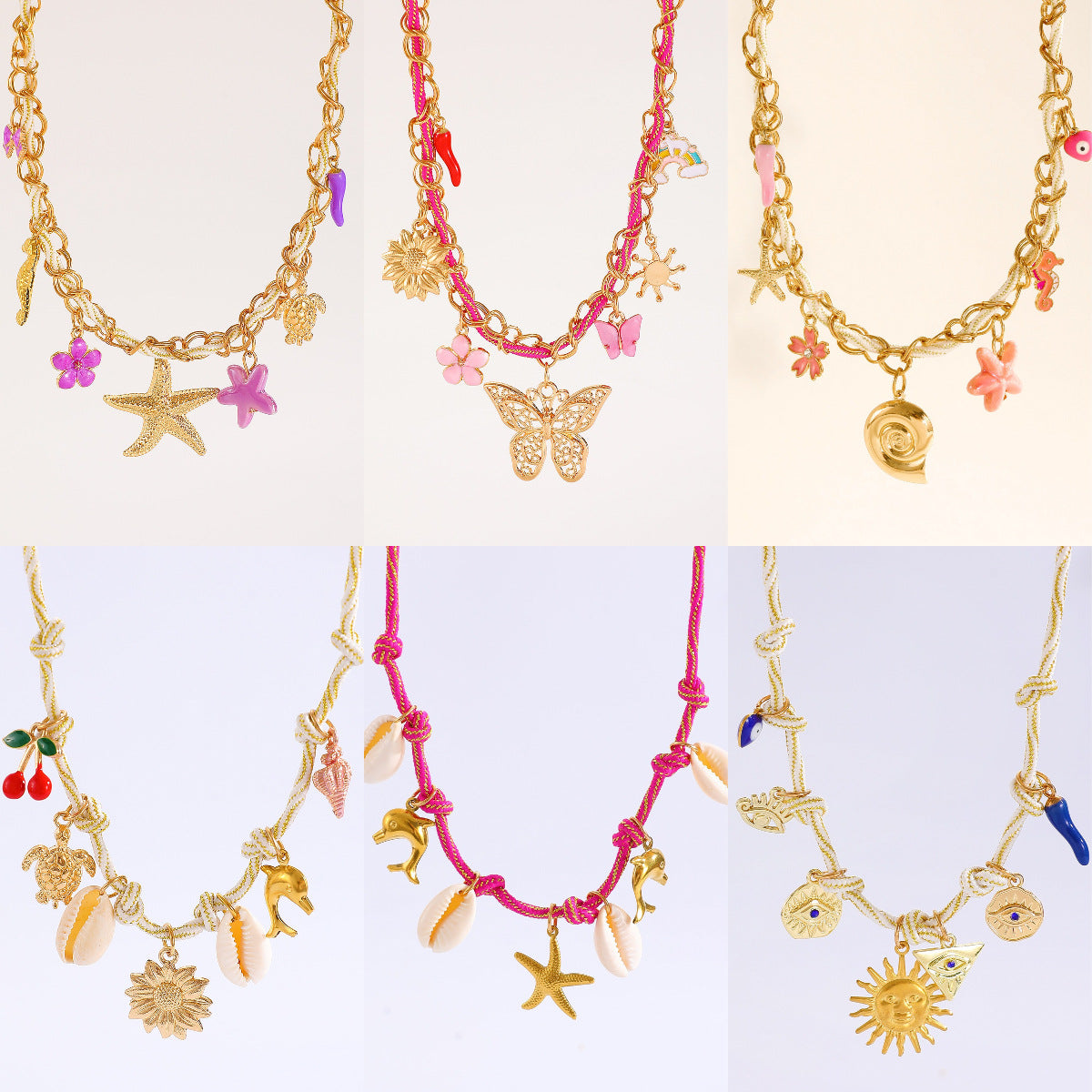 繽紛海星蝴蝶編織項鍊－商品主圖｜https://igowo.tw/