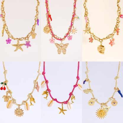 繽紛海星蝴蝶編織項鍊－商品主圖｜https://igowo.tw/