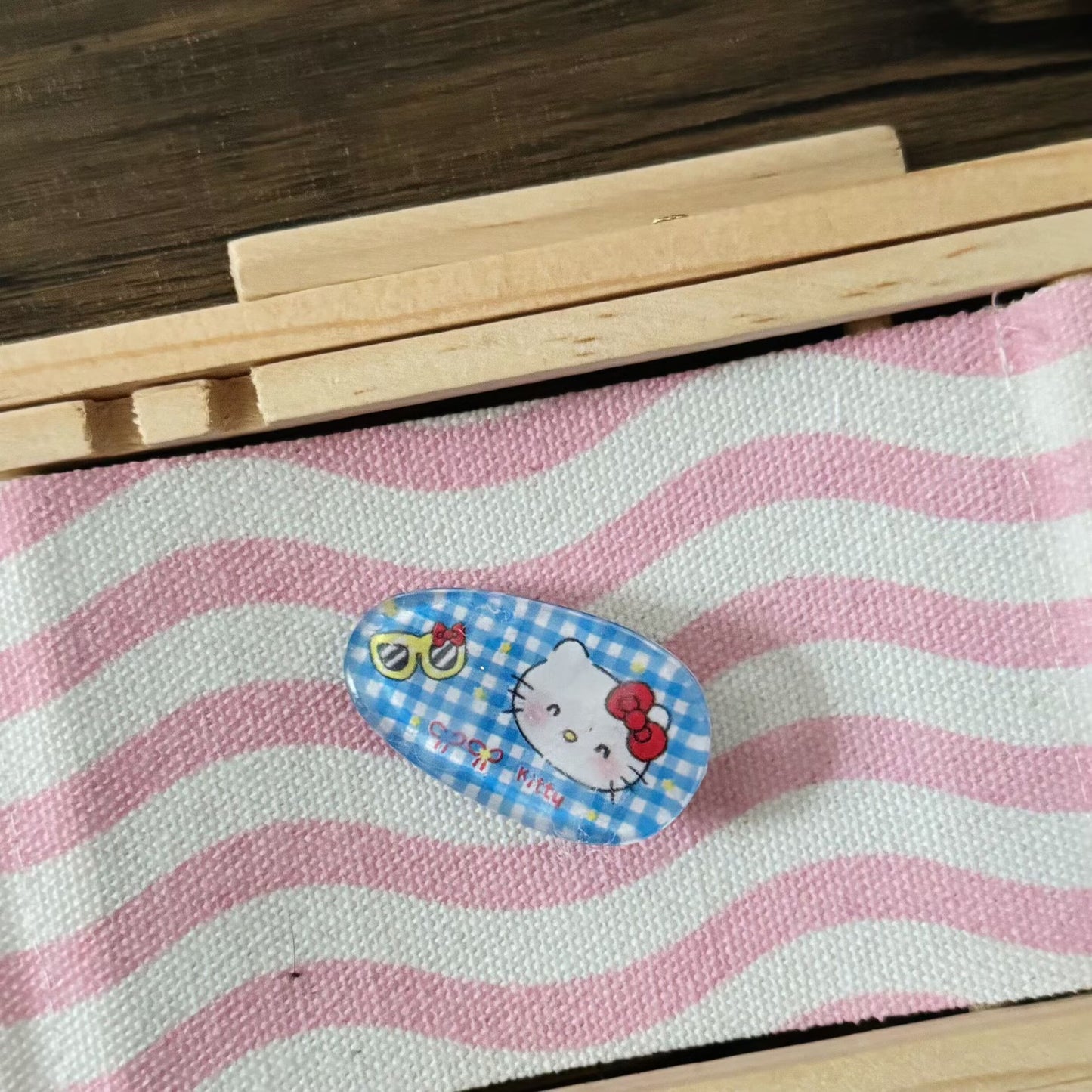 藍色貓咪橢圓髮夾