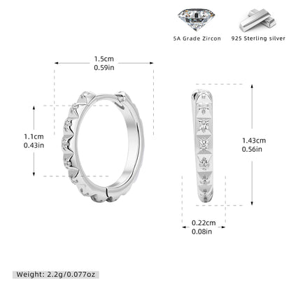 S925 耳環立體三角鋸齒鑲鋯多尺寸耳飾個性百搭飾品