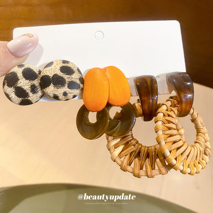 歐美跨境珍珠幾何圓形耳釘12件套法式宮廷風耳環輕奢高級感耳飾女
