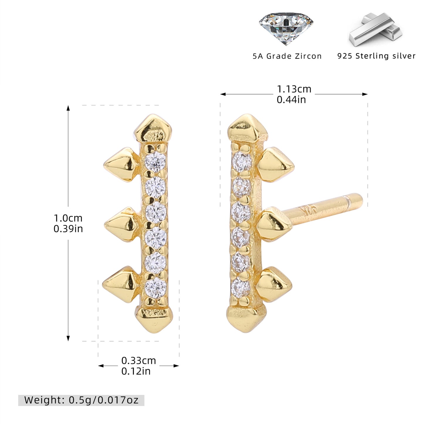 S925 新款耳釘時尚個性鑲鋯釘耙耳飾輕奢百搭小眾設計飾品