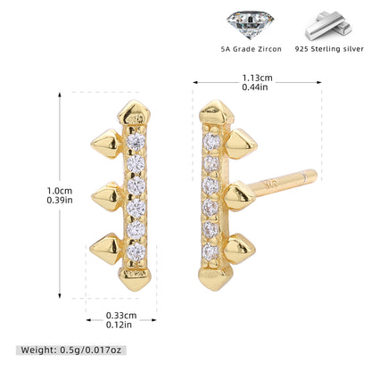 S925 新款耳釘時尚個性鑲鋯釘耙耳飾輕奢百搭小眾設計飾品
