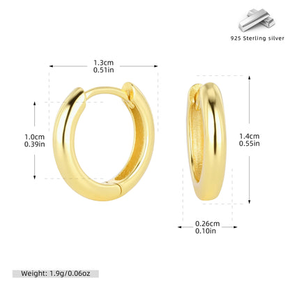 S925 耳環光面多尺寸圓形素圈耳扣耳飾經典百搭飾品