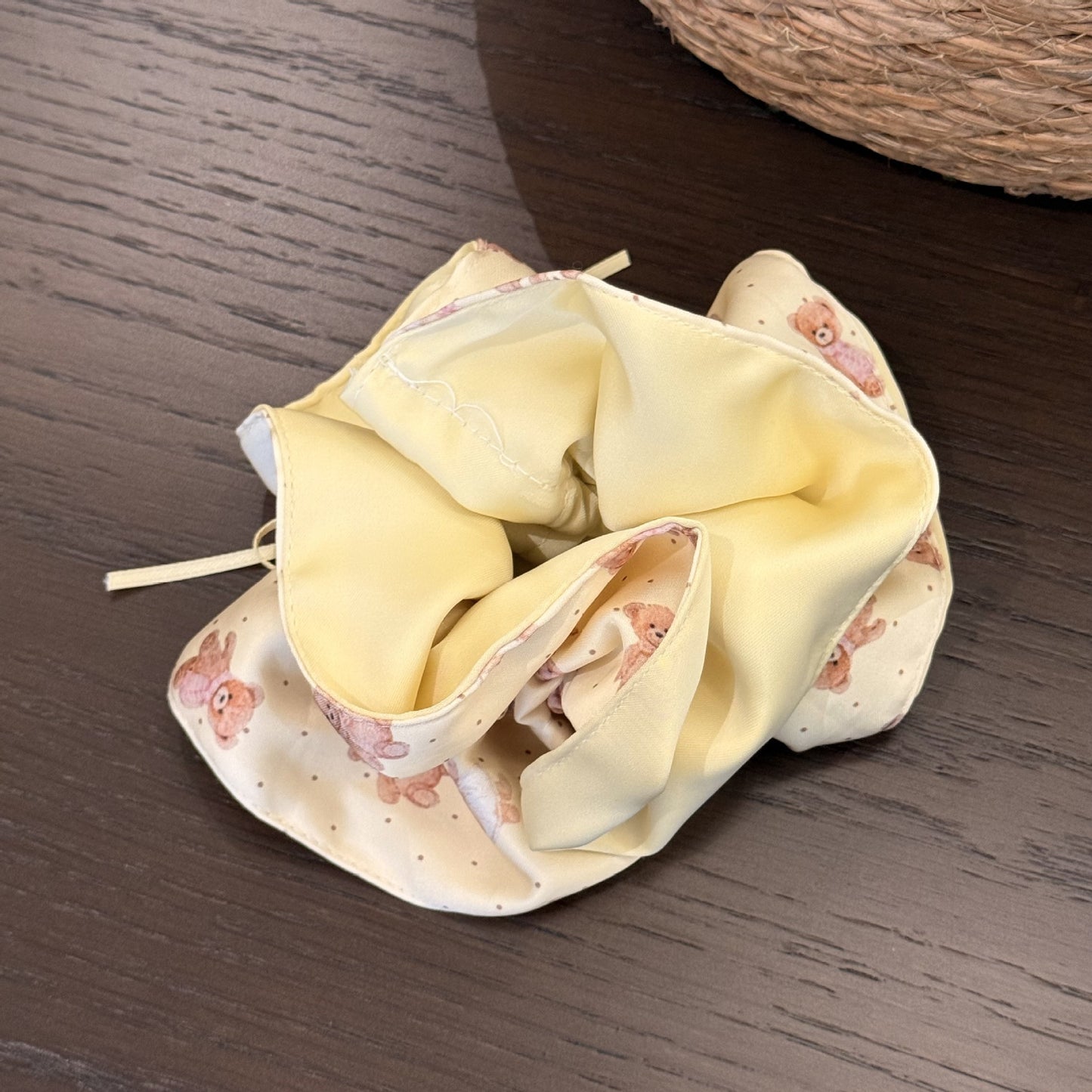 黃色小熊蝴蝶結髮圈