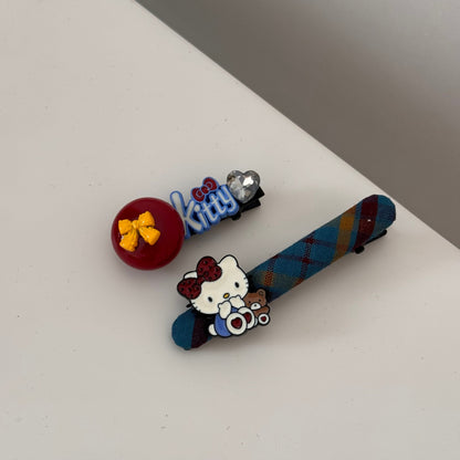 黃色布面格紋櫻桃髮夾－細節特寫4｜https://igowo.tw/