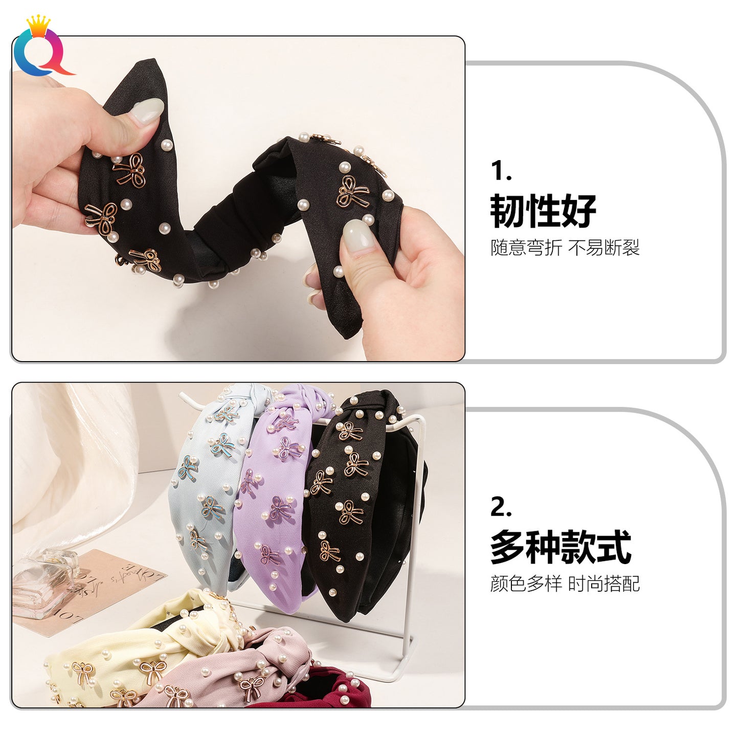 琺瑯蝴蝶結髮箍－第二視角實拍｜https://igowo.tw/