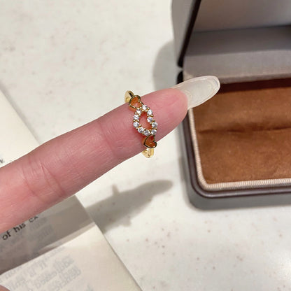 鋯石愛心雙層微鑲戒指