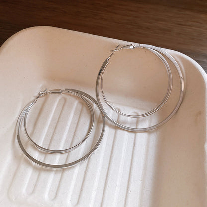 金色銀針圓圈鏤空耳環