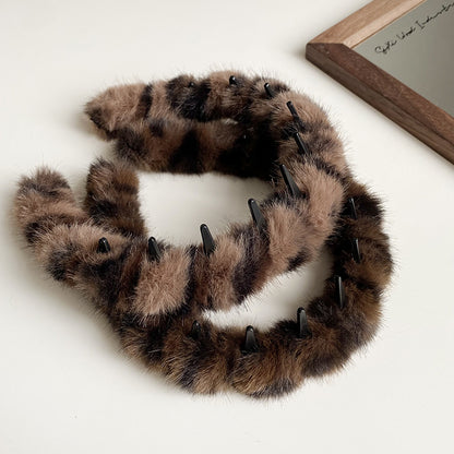 絨面豹紋復古髮箍－商品主圖｜https://igowo.tw/