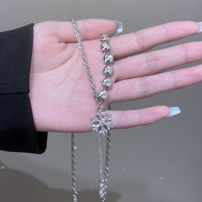 鋯石雪花墜飾簡約項鍊－玫瑰金7283款細節2｜https://igowo.tw/
