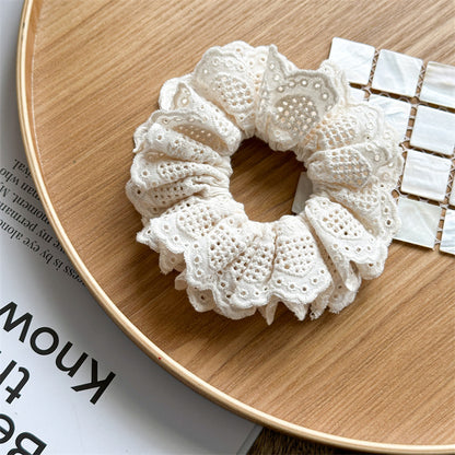 蕾絲大腸圈刺繡髮圈