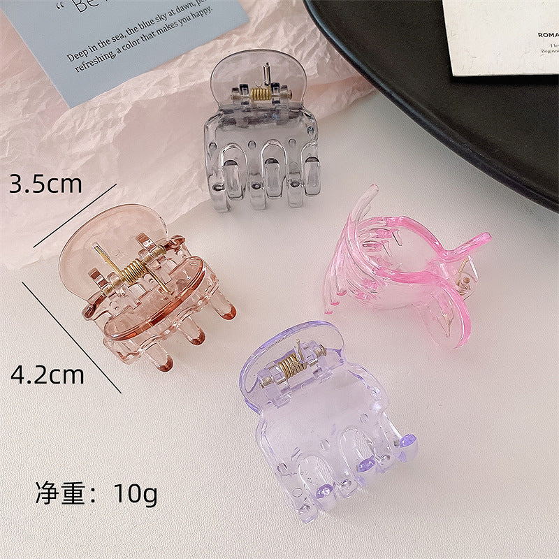 透明卡通小巧鯊魚夾－3.5透明黃色款細節｜https://igowo.tw/
