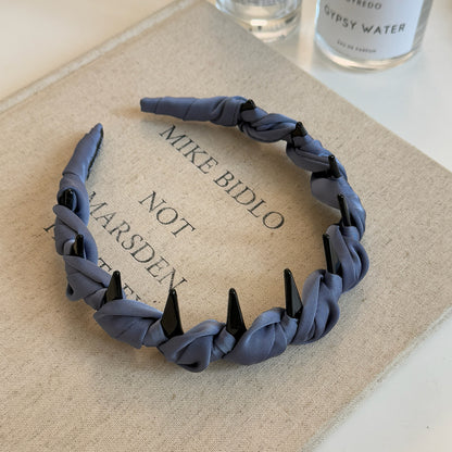 布面纏繞簡約髮箍－淺紫款細節｜https://igowo.tw/
